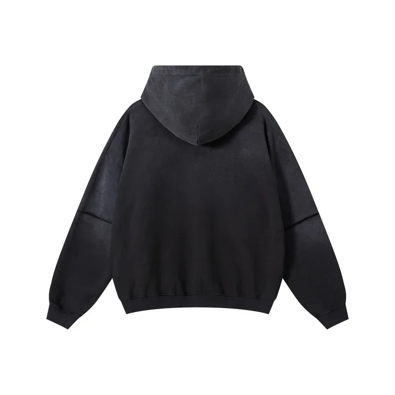 New Autumn Winter Men 400gsm Hoodies Streetwears High Street Heavy Weight Washed Cotton Sweatshirts Brand Tracksuit
