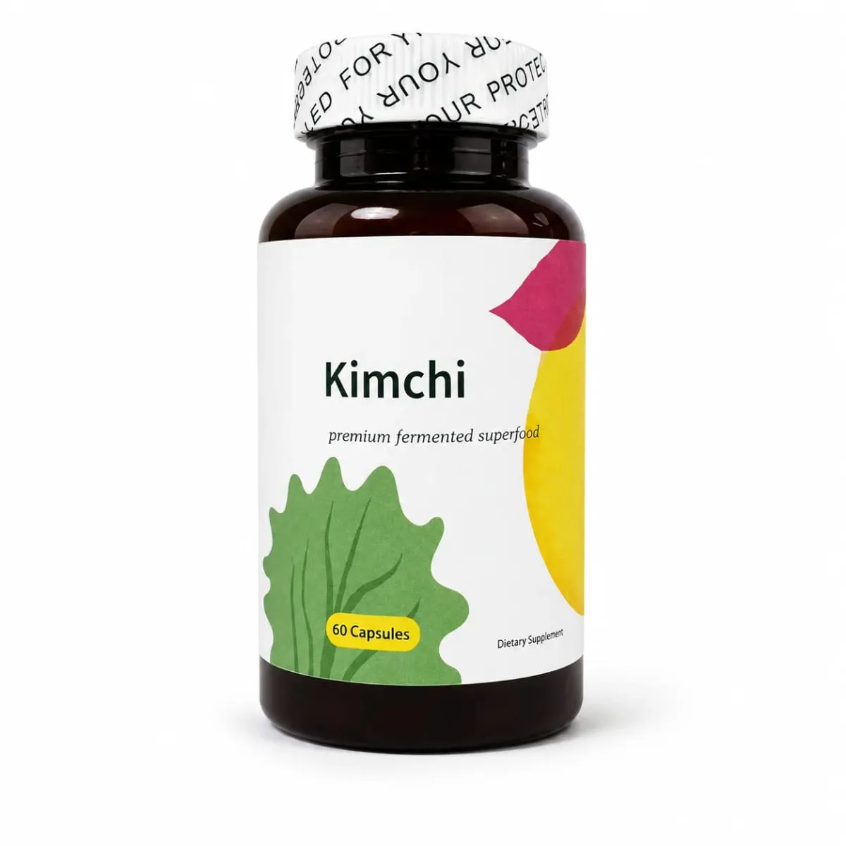 Kimchi Capsules 1500mg Fermented Superfood 60 Caps Gut Health Digestive Support Vegan Non-GMO Cabbage Ginger Dietary Supplement