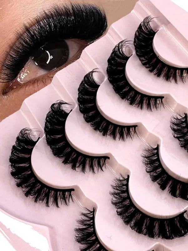 New Cat Eye Lashes 5/7/10 pairs 3D Faux Mink Eyelashes Winged Fluffy Fake Lashes Soft Natural long Full Strip Lash Make