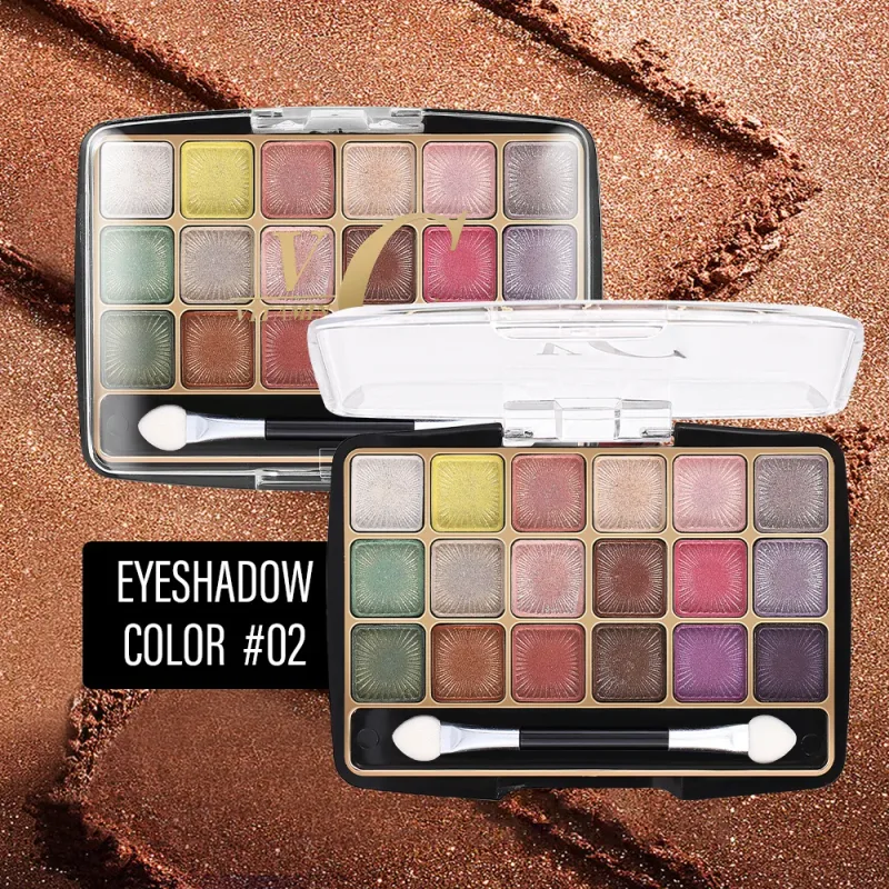 18‑Colors Shimmer Matte Eyeshadow Palette with Double‑Ended Eyeshadow Brush Multi‑Tone Earth Tone Glitter Eye Makeup Palette