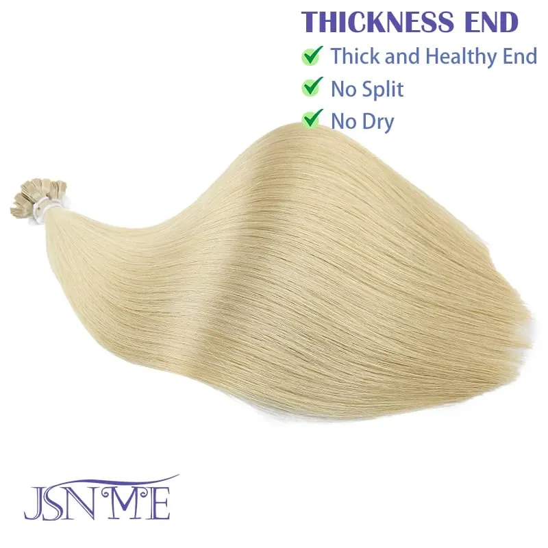Virgin Hair Flat Tip Hair Extensions Natural Real Human Hair Fusion Capsule Keratin Brown Blonde 1g/pramínek 14-22 palců pro ženy — image 4