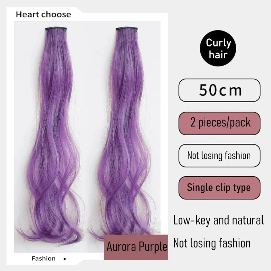 Sintetikong 2 Piraso/Set 50cm May Kulay na Curly na Mga Extension ng Buhok na Water Wave Pink/Blue/Purple Halloween/Christmas Wig
