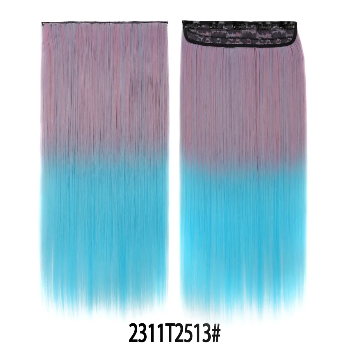 Jeedou Rainbow Hairpieces Clip In Hair Extension One Piece With 5Clips Ombre Color Straight Hair Wig For Girls Halloween Cosplay