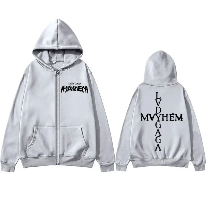 Lady Gaga Mayhem Νέο άλμπουμ Zipper Hoodies Ανδρικά Γυναικεία Μόδα Hip Hop Zip Ip Φούτερ Oversized Fleece Y2k Μπουφάν Streetwear