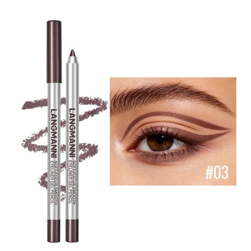 Waterproof and Sweat Proof Pearlescent Shining Eyeliner Gel Pencil Long Lasting Smooth Easy To Colors Women Eye Makeup