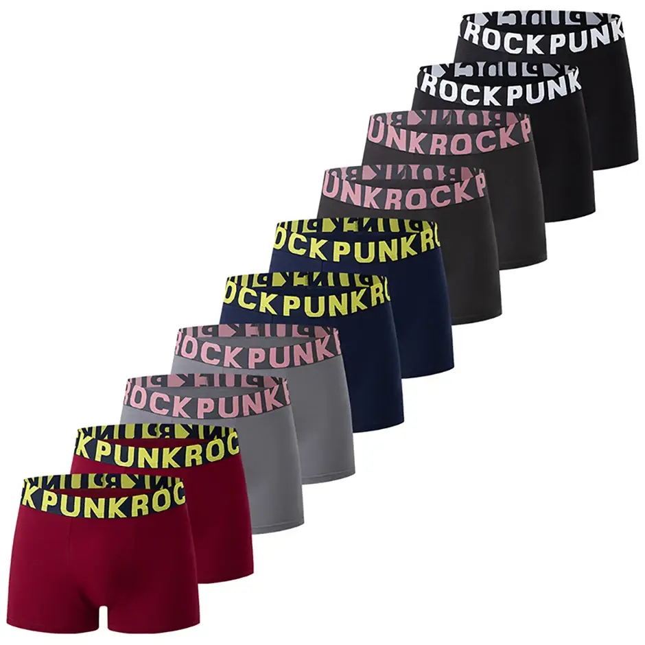 4/10 Piece Set Of Multi-color Men's Underwear Comfortable And Soft Cotton Flat Angle Pants Elastic Waist Sports Base Shorts — image 1