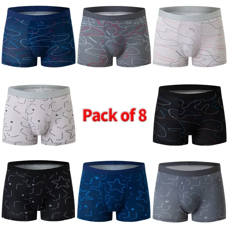 8-piece Set Of Men's Underwear Mixed With Youth Quick Drying Sporty Comfortable Plus Size Casual Flat Corner Pants Trendy