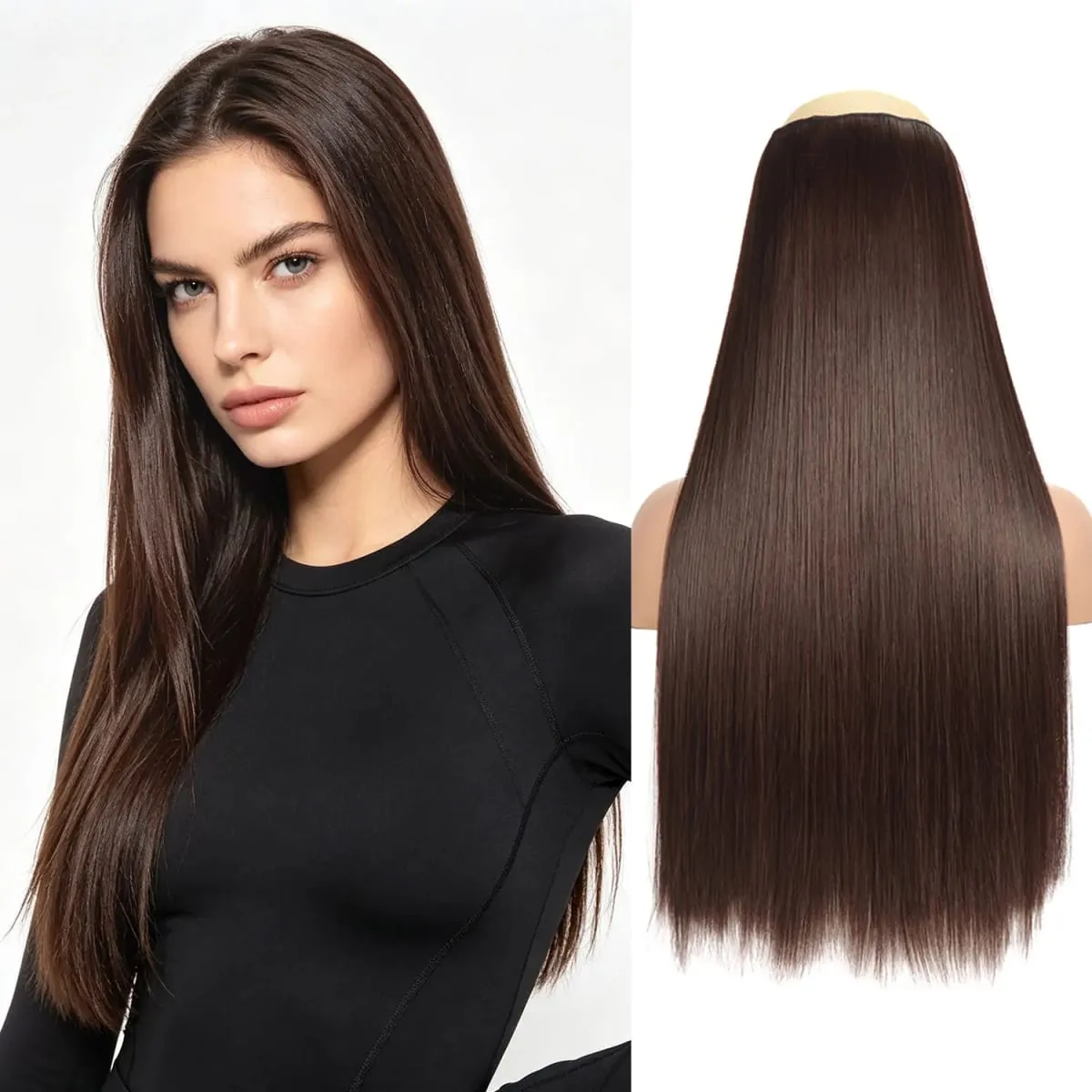 Synthetic 5 Clips in one piece hair extensions 22inch long straight clip in hair for women girls daily party holiday