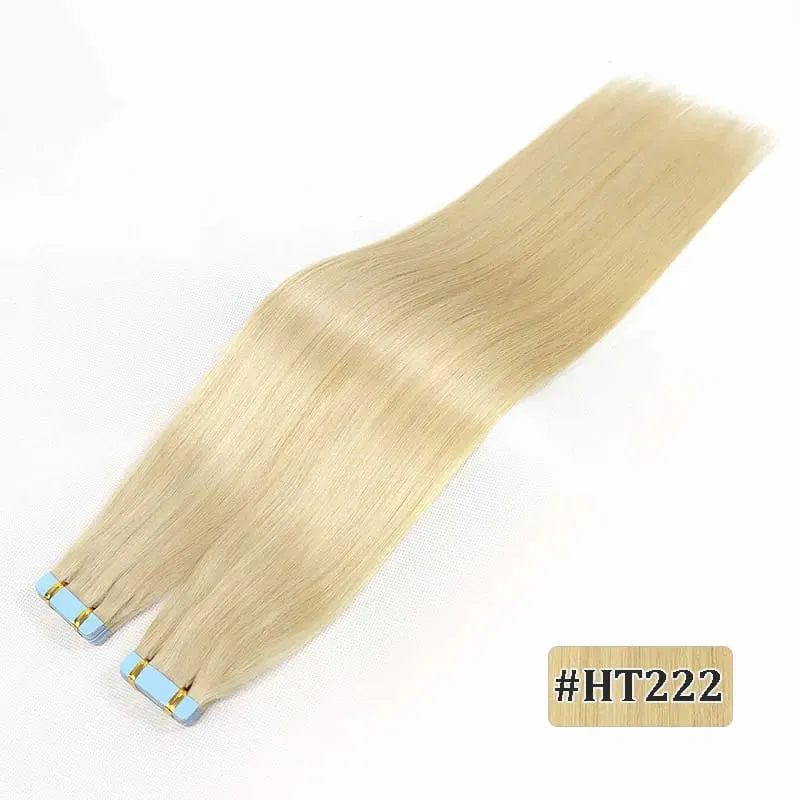 Tape In Hair Extensions Remy Human Hair Blonde Highlight Invisible Hair Extensions For Short Straight Hair 20Inch 20Pcs/Pack