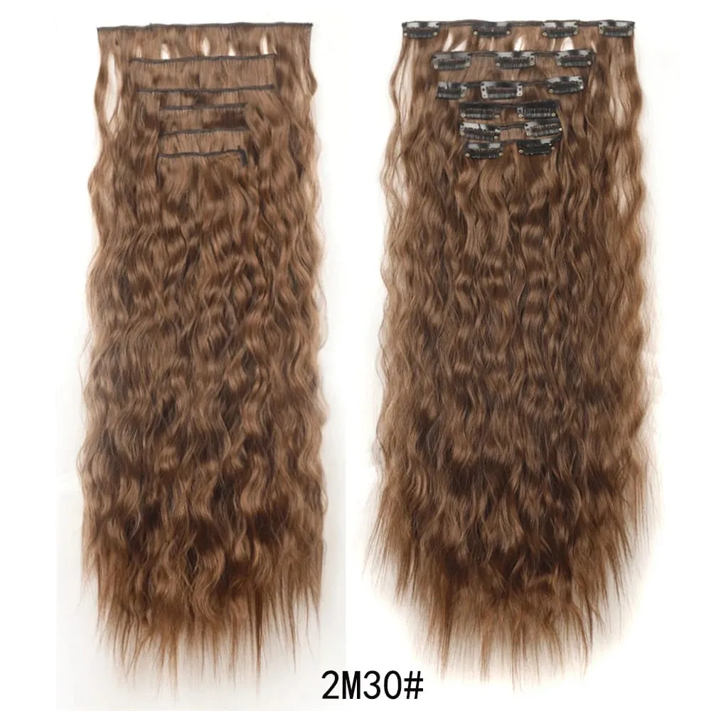 Corn Hair Extensions 6Pcs 20 Inch Clip In Hair Extensions Curly Clip Ins Hair Extension Invisible Natural Hairpieces For Women