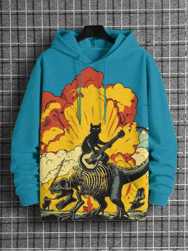 2026 Men's Hoodies Funny Cat Dinosaur UFO Art 3D Printed Cartoon Sweatshirt Men Women Tracksuit Oversized Casual Street Y2k Coat