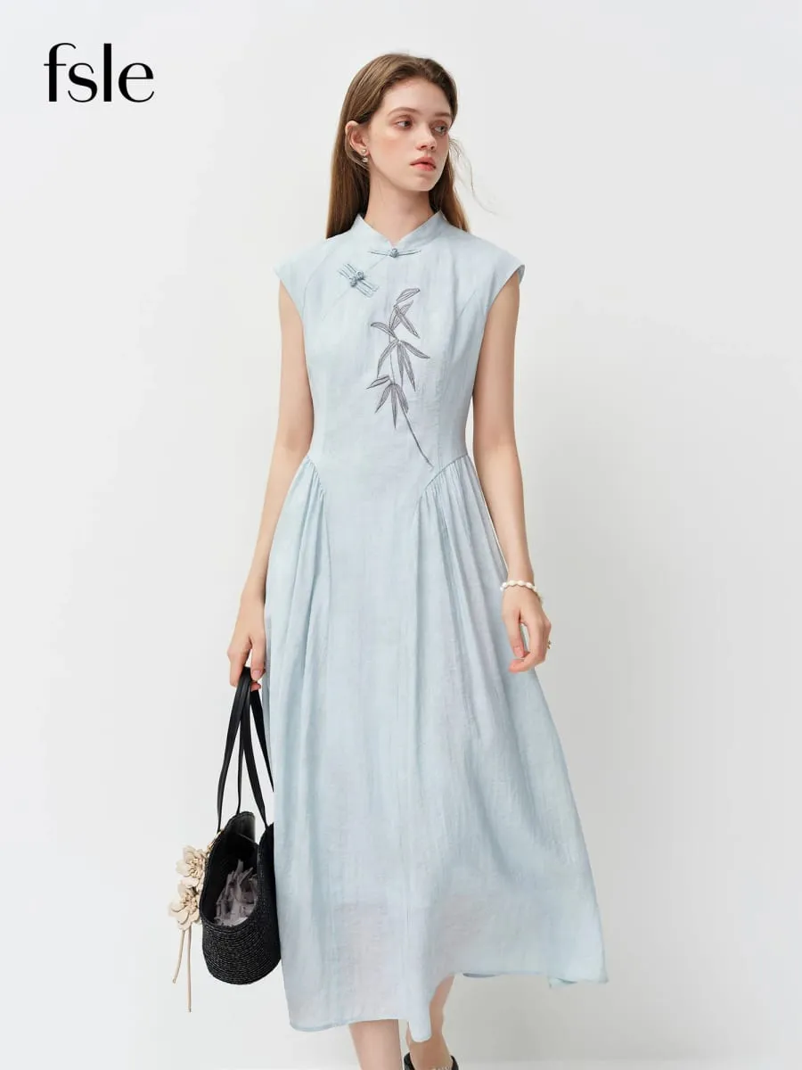 New Chinese Style Embroidery Slim-Fit Long Dress for Women 2026 Summer New Arrivals A-Line Waist-defining Skirt for Dates