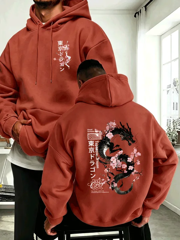 Japanese Tokyo Sword Cherry Blossom Printing Men'S Hoody Autumn Loose Hoodies Casual Fleece Sportswear Comfortable Pullovers