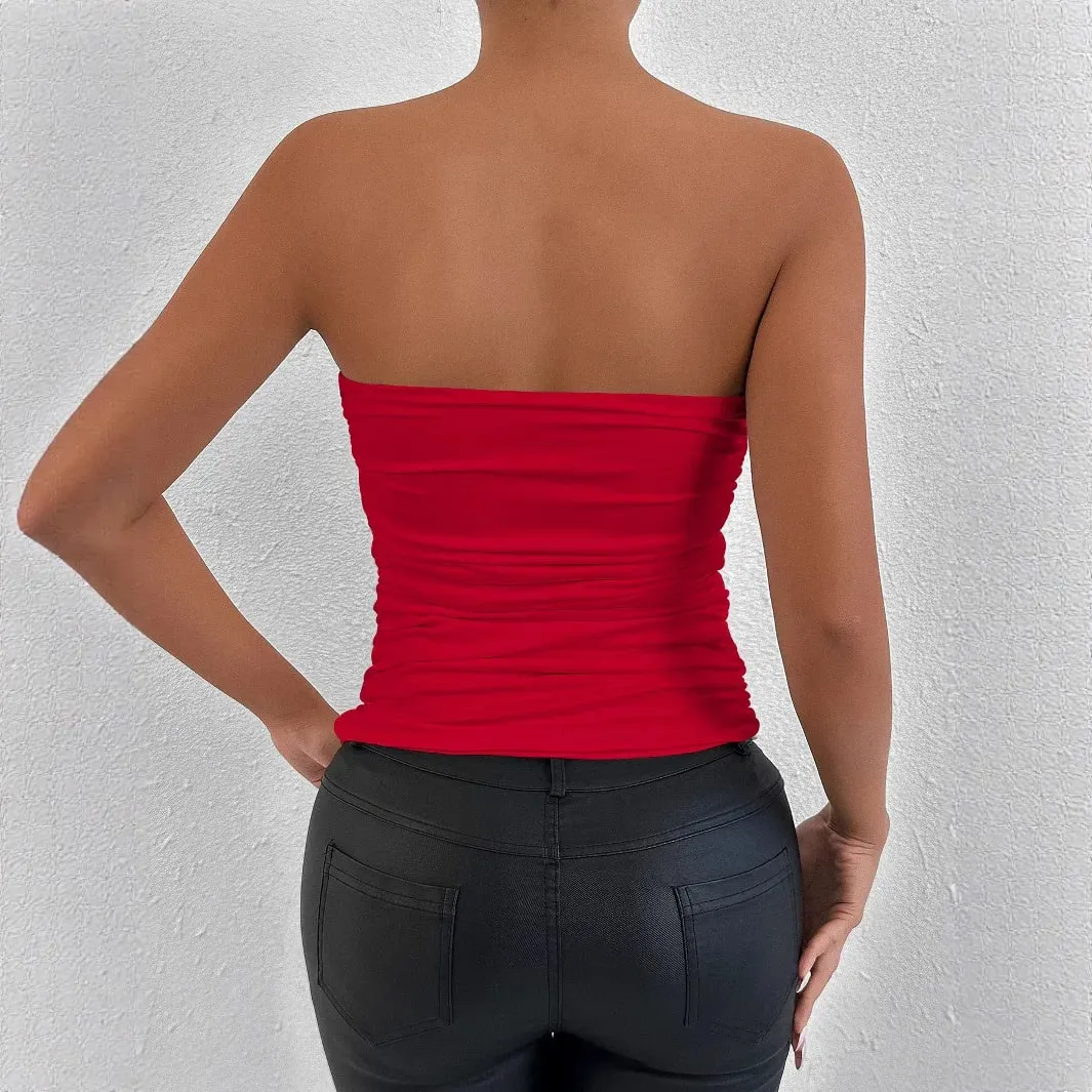Sexy Solid Color Off Shoulder Tank Top Women Backless Sleeveless Bare Midriff Halter Crop Tops Female Tube Top Cropped Vest