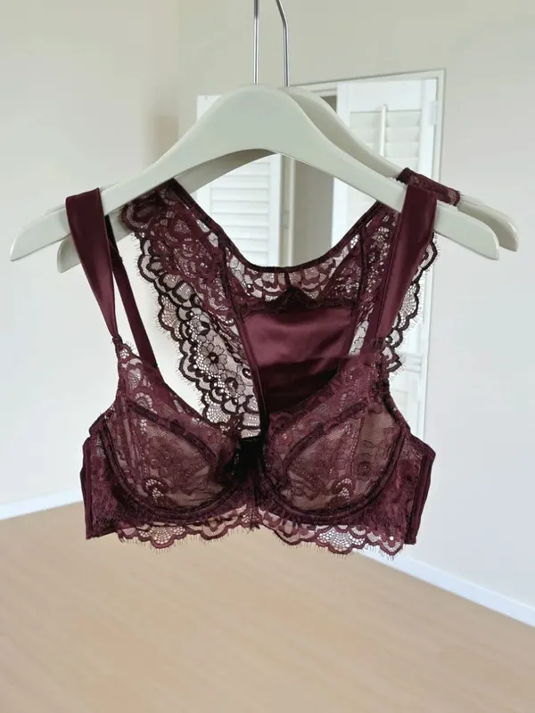 Sexy French Lace U-Back Minimizer Bra Set for Large Bust | Push Up Anti-Sagging Deep V Bralette | Summer Bestseller MOYISU Panty