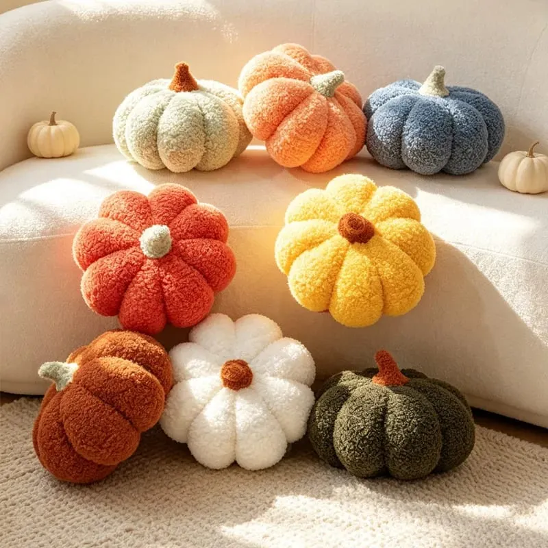 Multicolor Pumpkin Plush Pillow Soft Stuffed Pumpkin Cushion Home Decoration Cute Plush Toy Halloween Gift Bedside Bed Cushion