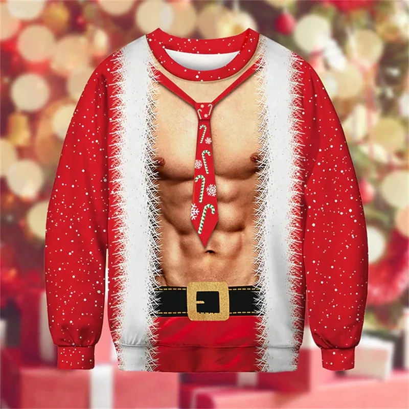 Suéter feo de Navidad, sudaderas divertidas con estampado 3D de patrón muscular para hombres, nueva moda, jersey, disfraz de fiesta, regalo de Navidad — image 6