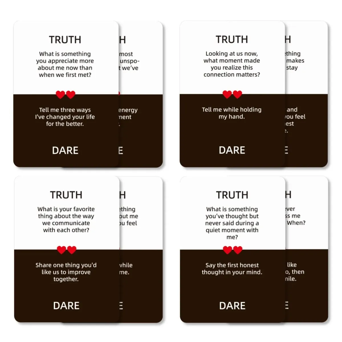50Pcs Truth or Dare Couple Interactive Game Cards Fun Dating Cards for Couples To Improve Relationship Leisure Party Cards