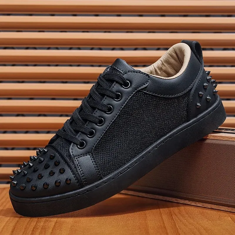 New Street Personality Skate Shoes Men Trend Sneakers Tapered Rivets Casual Studded Trainers Fashion Punk Hip Hop Shoes Man Boy