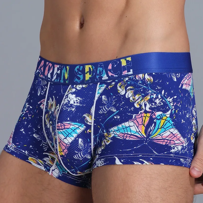 Boxer Uomo Traspiranti Stampati Ghiaccio Seta Intimo Mutandine Maschili Moda Comode Calzoncillo Hombre