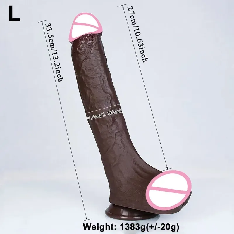 Realistiska 4 storlekar Mjuk Stor dildo Dubbel silikonsugkopp Penis Par Onani Mjuk kuk Kvinna Man Anal Vuxen Sexleksak — image 9