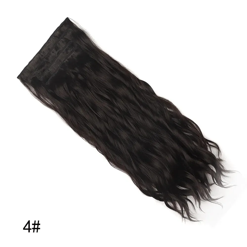 4 Pcs 22 Inch Clip in Hair Extensions Long Synthetic Wavy Curly Hairpieces Layered Soft Invisible Clip Ins Extensions for Women