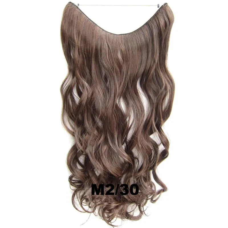 Synthetic One piece Hair Extensions No Clip No Glue Invisible 24inch Long Straight Wave Heat Resistant String Hairpiece