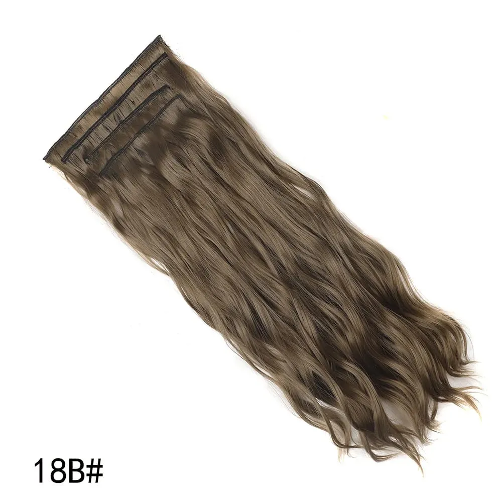 4 Pcs 22 Inch Clip in Hair Extensions Long Synthetic Wavy Curly Hairpieces Layered Soft Invisible Clip Ins Extensions for Women
