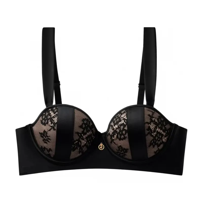Women's Sexy Lace Strapless Push-Up Bra Non-Slip Anti-Sagging Wire-Free Small Breast Gathering Lingerie for Enhanced Curves