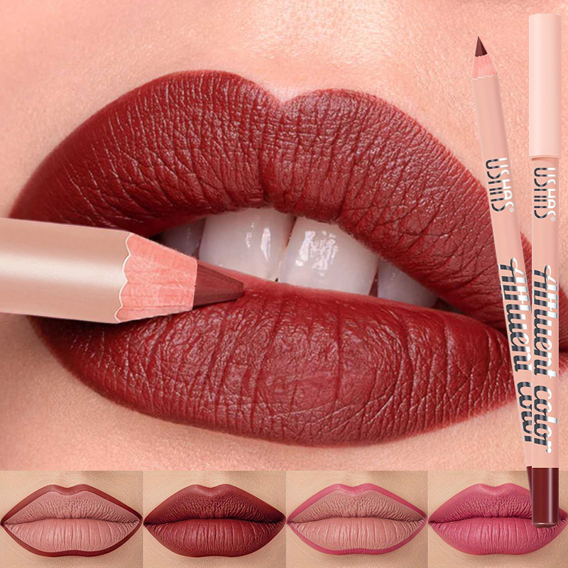 8 farver Vandtæt Lip Liner Pencil Langvarig Sexet Mørkerød Pink Mat Læbestift Blyant Naturlig Lipliner Pen Rød konturfarve