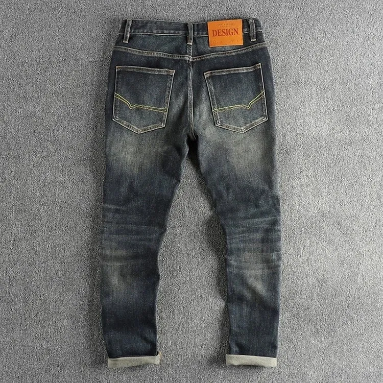 Seluar Jeans Lelaki Baru Musim Gugur Fesyen Regangan Lurus Kasual Kerja Klasik Seluar Denim Ramping Pakaian Jenama Lelaki