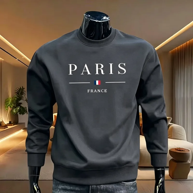 O-Neck Casual Mens Sweatshirts Printing Tops Outdoors Sports Jogging Mens Clothing Versatile Pullover Daily Street Sportswear