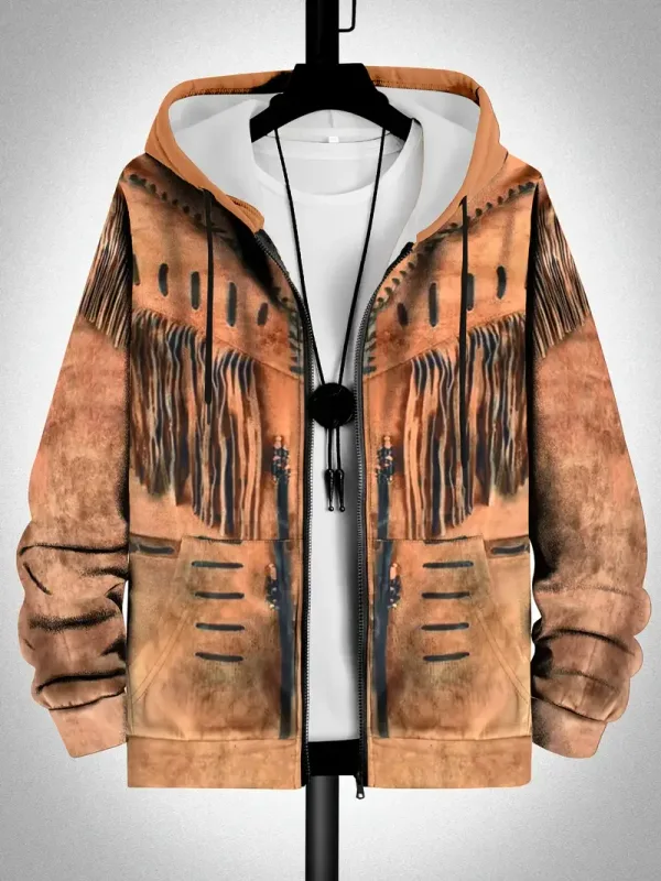 Retro Plaid Print Patchwork Zip Up Hoodie Men's Clothing Hot Style Long Sleeve Pullover Trend Streetwear Men Zip Up Hoodies