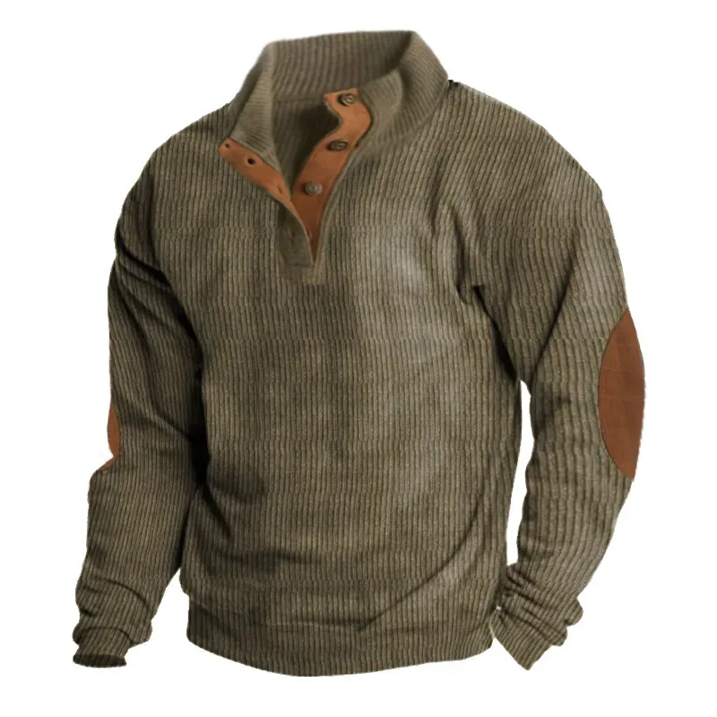 2026 Autumn Winter New Men Corduroy Stand Collar Long Sleeve Jacket Outdoor Casual Sweatshirts