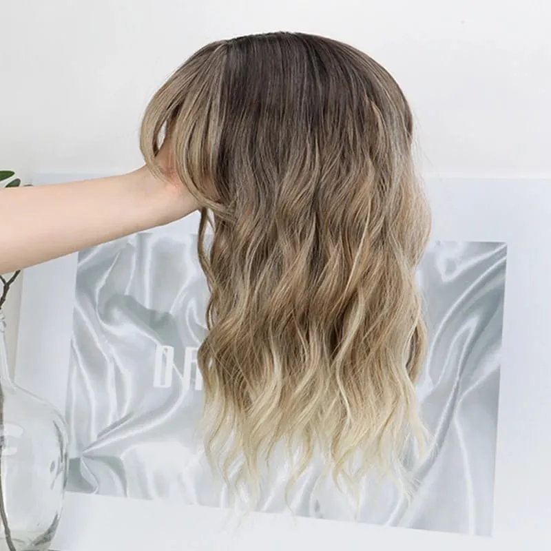 14Inch Synthetic Short Ombre Wavy Curly Topper Hair Extension for Women Clip In Top Hair Replacement Fiber Hair Accessory