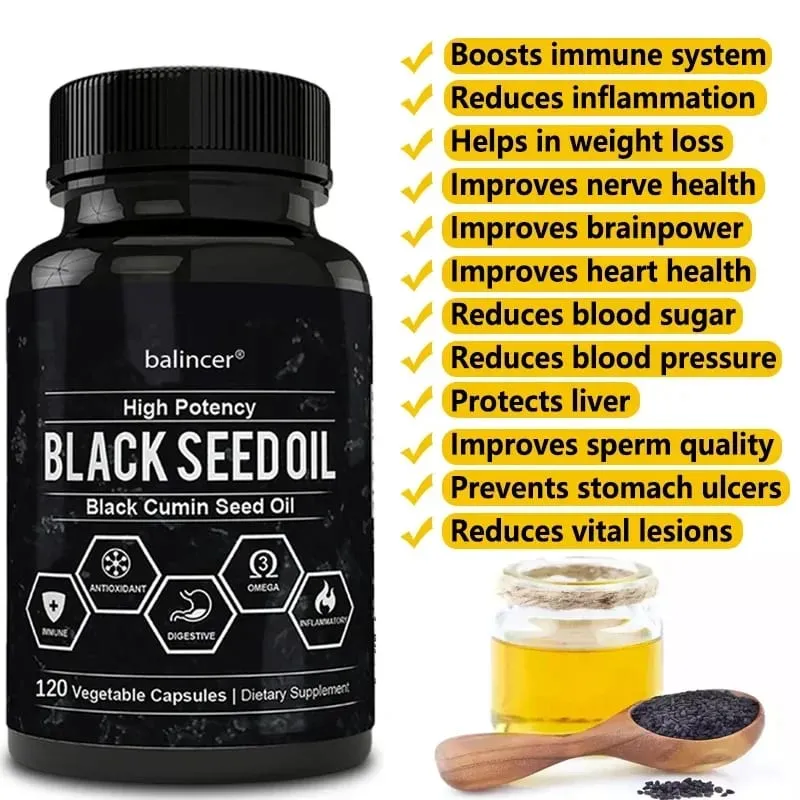 Black Cumin Seed Oil - Supports Immune Cardiovascular Hair Skin Digestive & Respiratory Health Promoting Overall Well-being