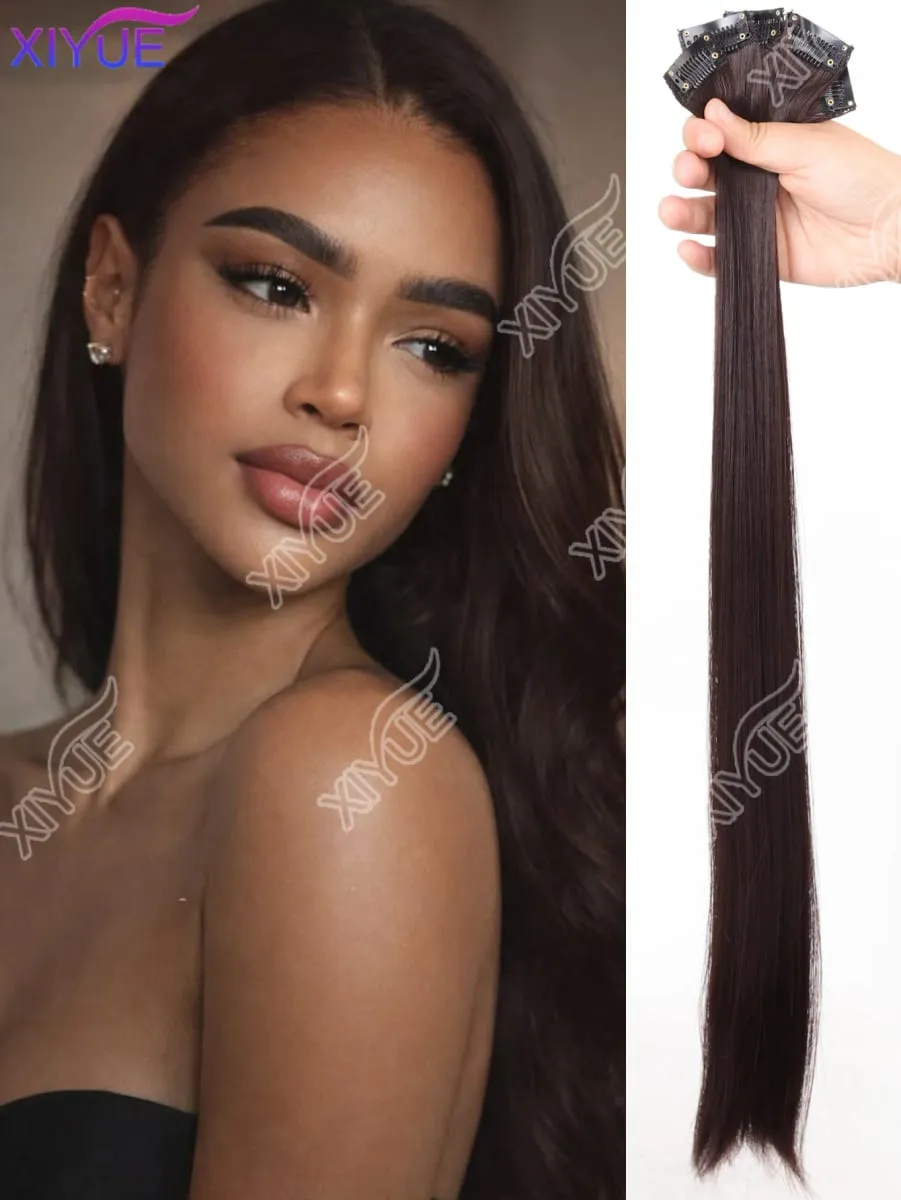 24 inch synthetic hair extension Wig patch invisible seamless for women 5-piece set straight to increase hair volume