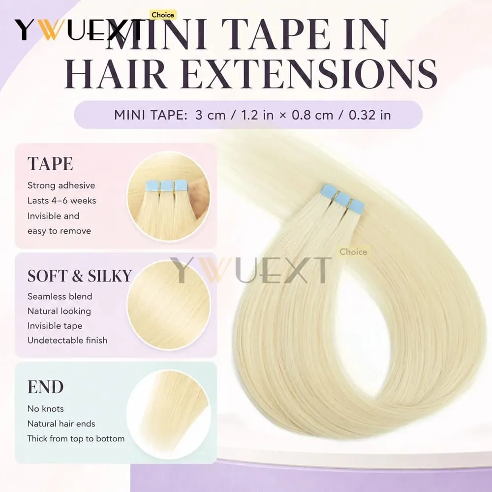 Mini Tape in Human Hair Extensions Natural Straight For Women 12inch-20inch 12.5g-20g Easy to Wear 10pcs/pack Salon Quality