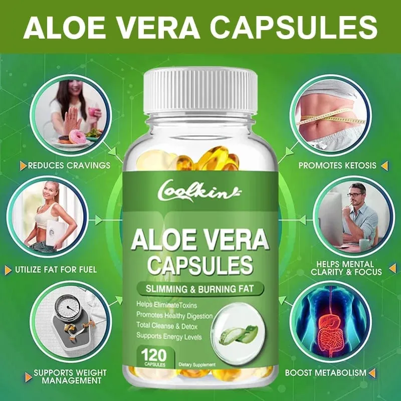 Aloe Vera Extract Capsules - Colon Cleansing Supports Digestive and Immune Health Balances Stomach Acid Antioxidant Non-GMO