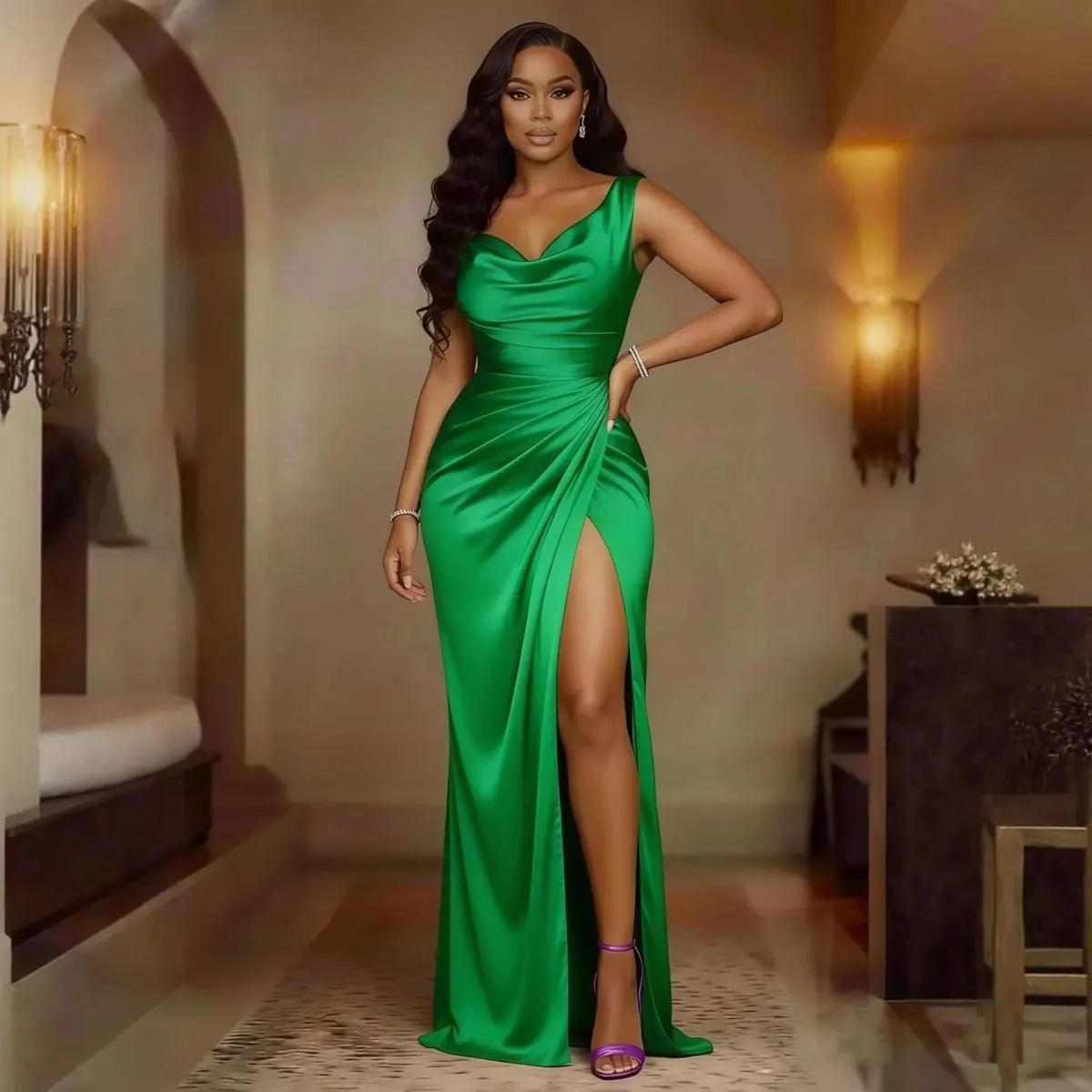 New slim-fit solid color summer skirt women's summer light luxury high-end atmospheric dress