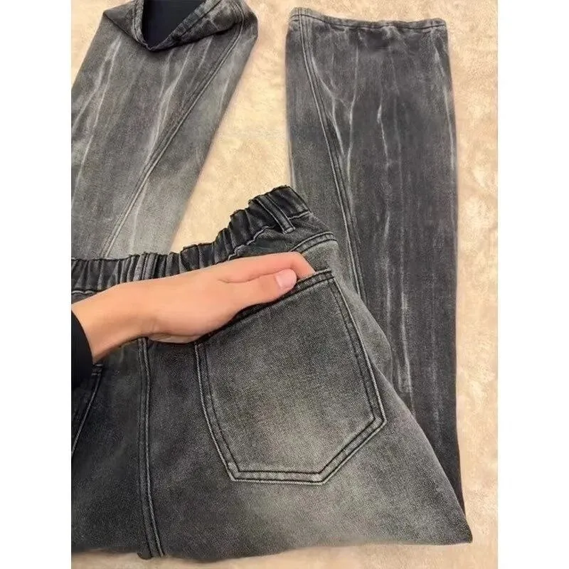 Quần Jean Nam Bông Tai Kẹp Dạo Phố Cao Cấp Dạo Phố Lightning Cắt Quần Denim Micro Bùng Lên Cong Phù Hợp Với Cao Cấp Mỏng Thẳng Mùa Xuân Mới — image 2