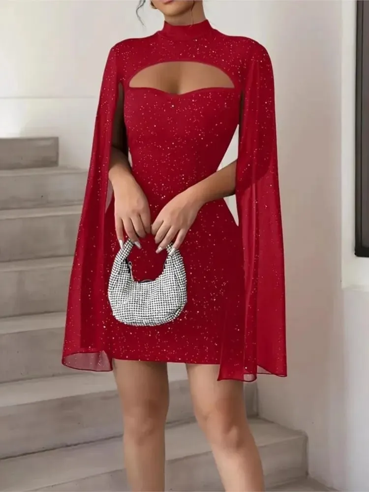 Women's Package Hip Mini Dress New Spring Summer Fahsion Elegant O Neck Solid Casual Holiday Party Dresses For Women Robe Femme — image 2