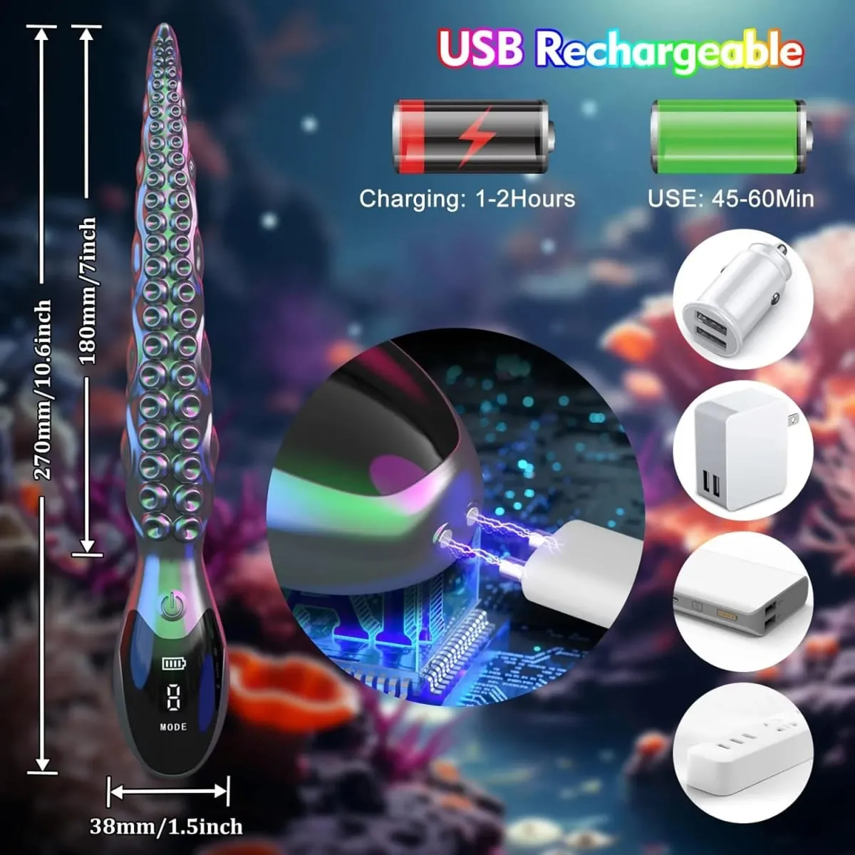Vibrating Realistic G-Spot Dildos - LED Display Octopus Tentacle Clitoral Vibrator 10.7" Silicone Dildo Adult Sex Toys for Women