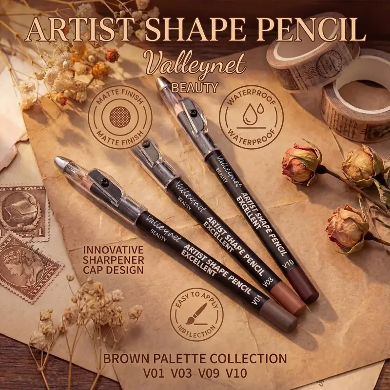 4 Piece Brown Shades Lip Liner Set Matte Waterproof Compatible with Various Lip Glosses and Lipsticks Portable Bag Size