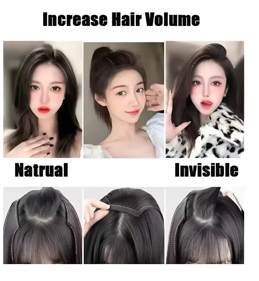 Synthetic Short Straight Pad Invisible Hair Extension Lining of Hair Top Side Cover Hairpiece for Women