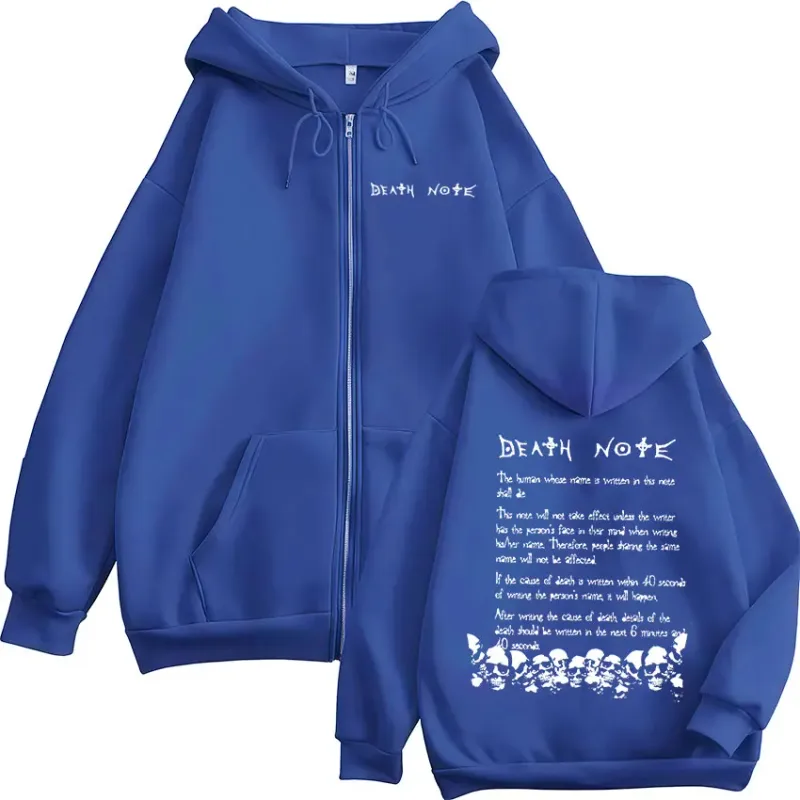 Anime Death Note Rem Ryuk Zipper Hoodies Men's Women Clothing Fashion Casual Long Sleeve Zip Up Hooded Sweatshirts Jacket Coat