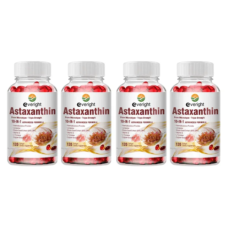 Astaxanthin 24mg – Antioksidan Ampuh untuk Kulit Mata & Kesehatan Kekebalan Tubuh – 10-in-1 dengan Lycopene Grape Seed Vitamin E & Zinc