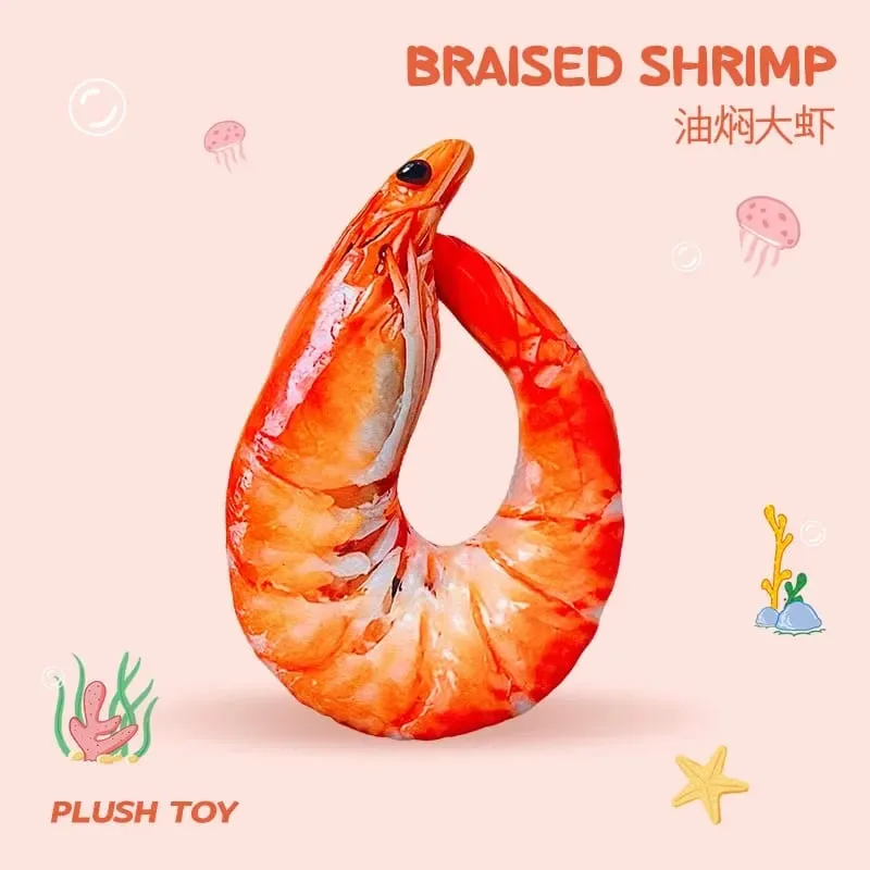 Funny Shrimp Neck Pillow Soft Plush U-shaped Travel Pillow 3D Simulation Neck Cushion for Car Airplane Office Nap