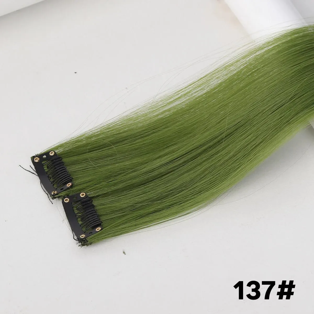 2PCS synthetic color hair extension piece wig women's highlighting clip hair heat-resistant wig piece long straight hair