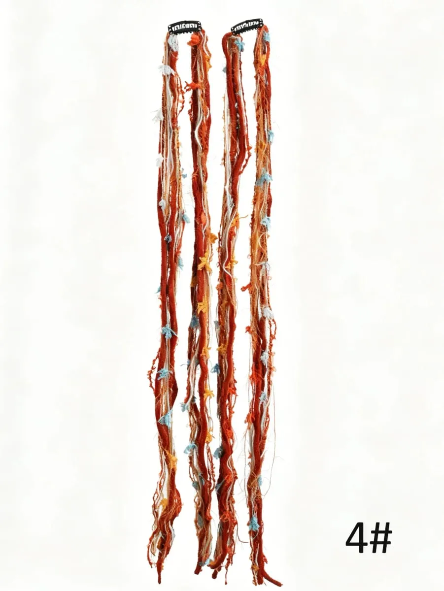 Colorful Hand Woven Braiding Extensions Hair Clip In Synthetic Wig Dreadlock Hair Pieces Hair Accessories for Women Daily Party